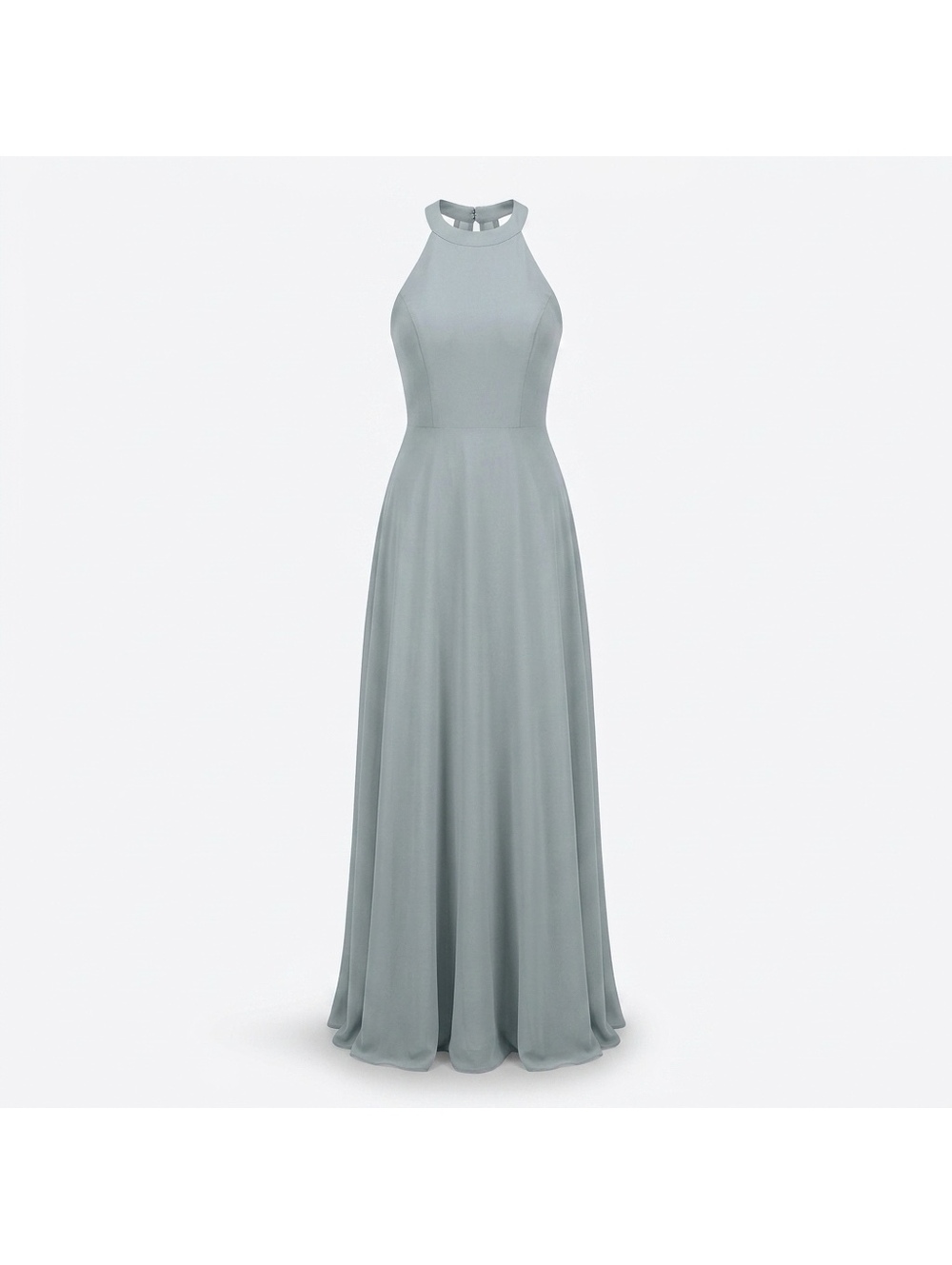 Azazie Light Blue Halter Neck Long Evening Dress with Open Back